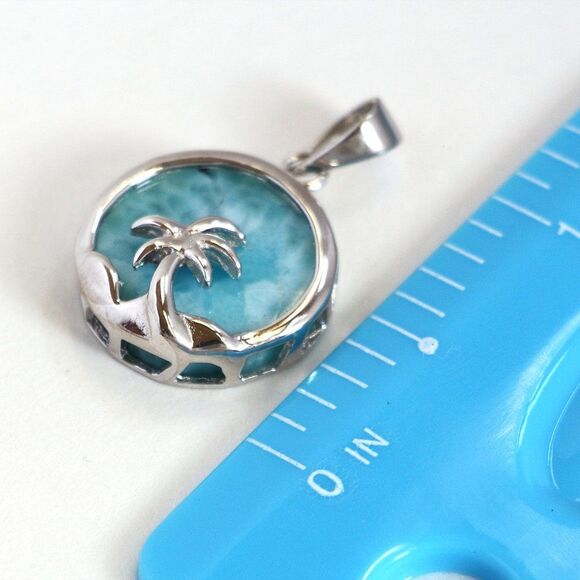 925 Sterling Silver, NATURAL LARIMAR, LARIMAR Pendant, Silver Gemstone Necklace - Picture 5 of 8